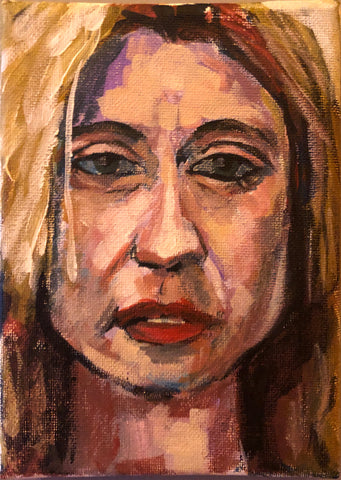 5x7 painting Portrait of a Comedienne
