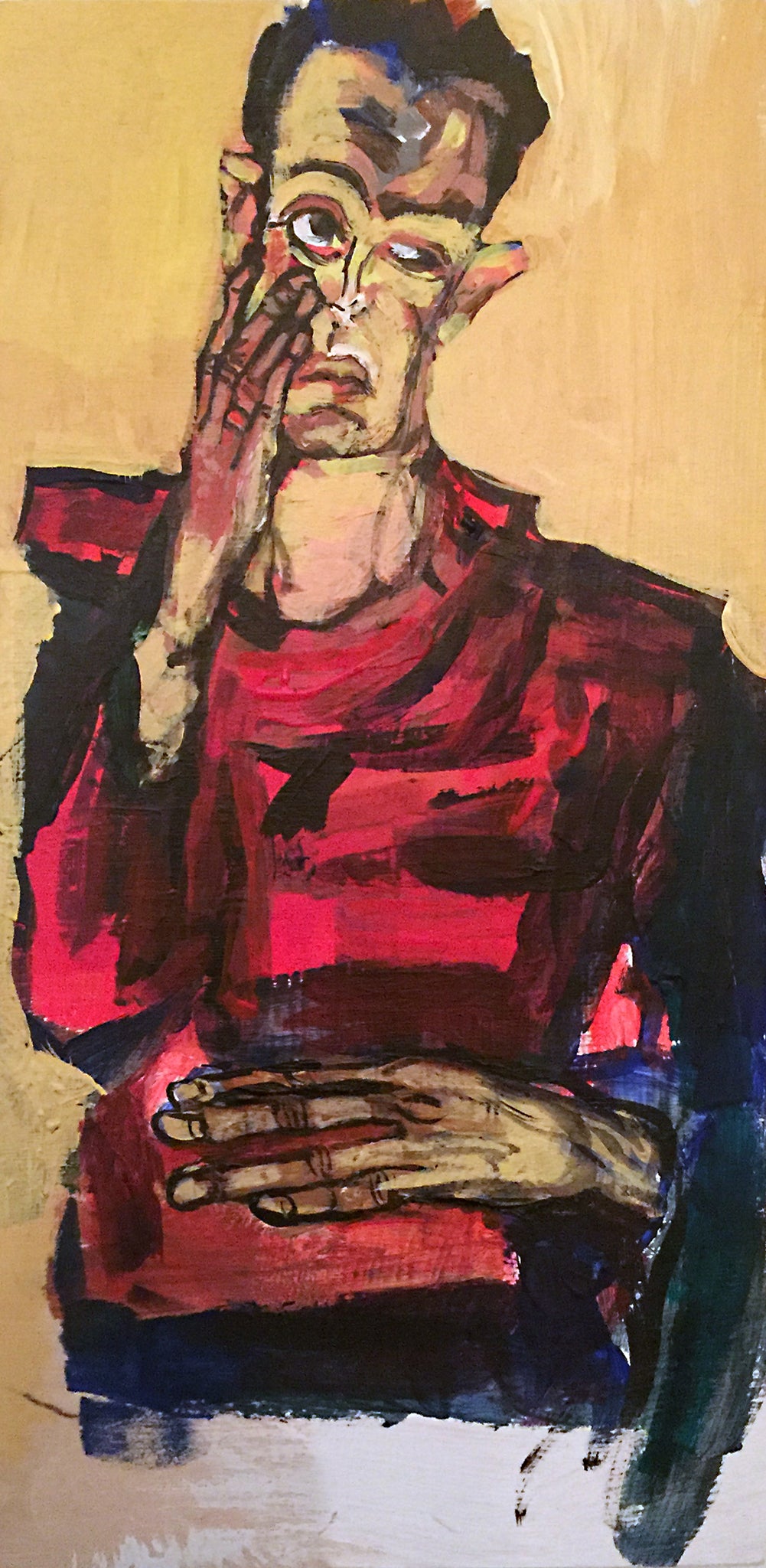 Egon, Acrylic Painting on Birch Panel